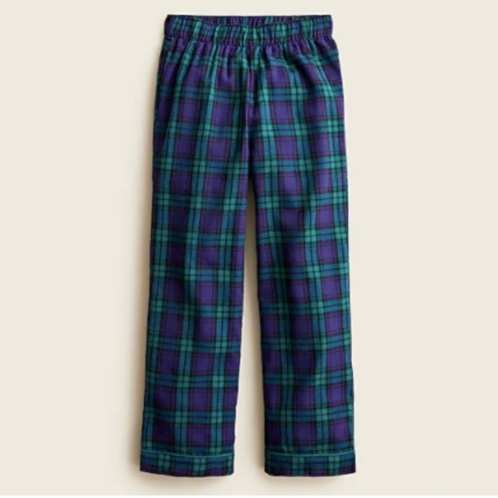 J Crew Kids' Printed Pajama Pant in Raw Indigo Spicy Jade Plaid